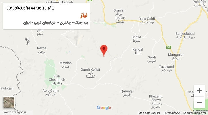 روستای نیاز بر روی نقشه