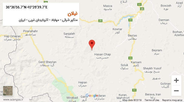 روستای نیلان بر روی نقشه