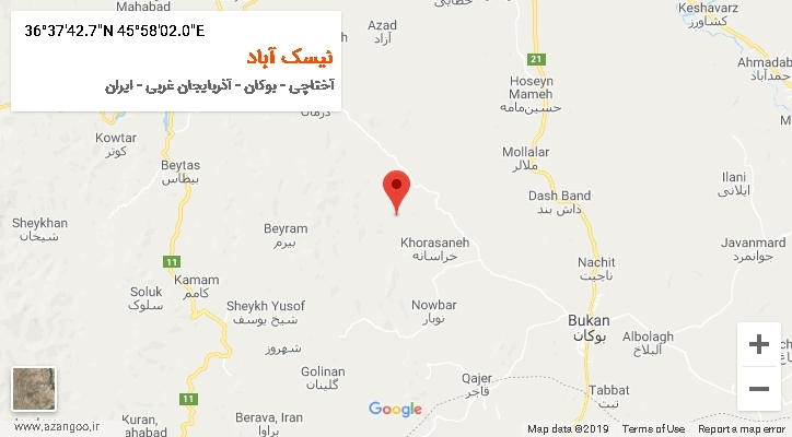 روستای نیسک آباد بر روی نقشه