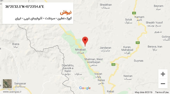 روستای نیواش بر روی نقشه