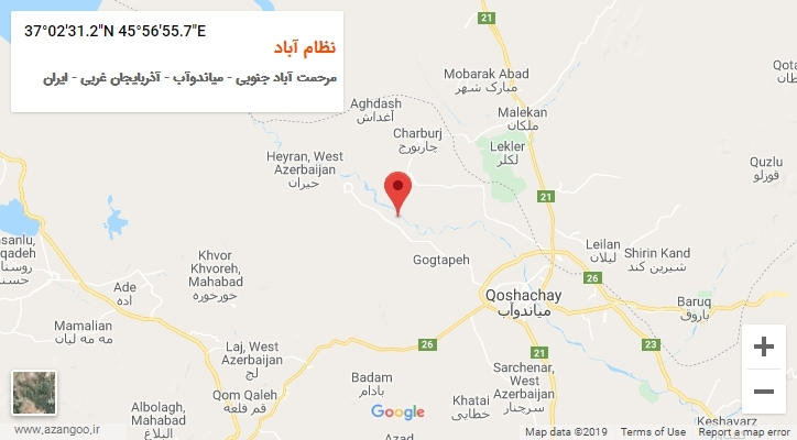 روستای نظام آباد بر روی نقشه