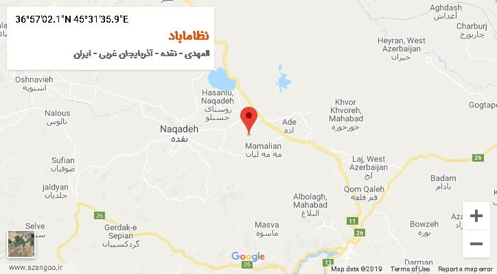 روستای نظاماباد بر روی نقشه