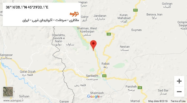 روستای نژاوه بر روی نقشه