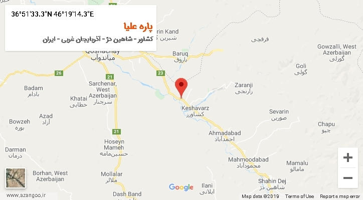 روستای پاره علیا بر روی نقشه