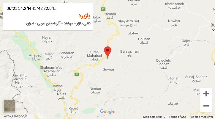 روستای پاژبرد بر روی نقشه