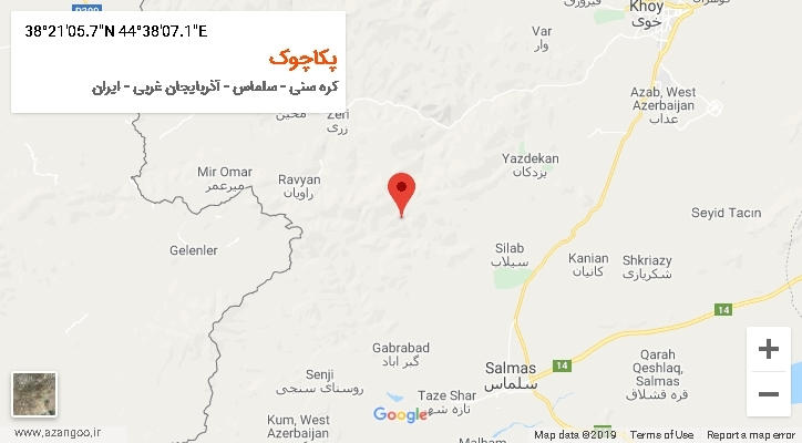 روستای پکاچوک بر روی نقشه