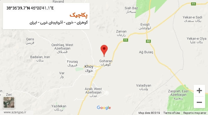 روستای پکاجیک بر روی نقشه
