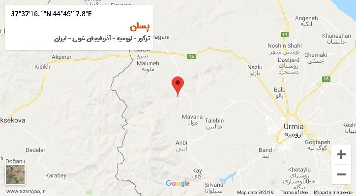 روستای پسان بر روی نقشه