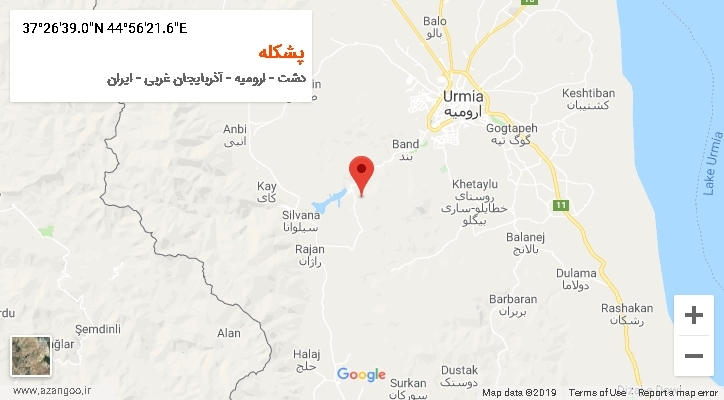 روستای پشکله بر روی نقشه