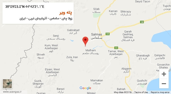 روستای پته ویر بر روی نقشه