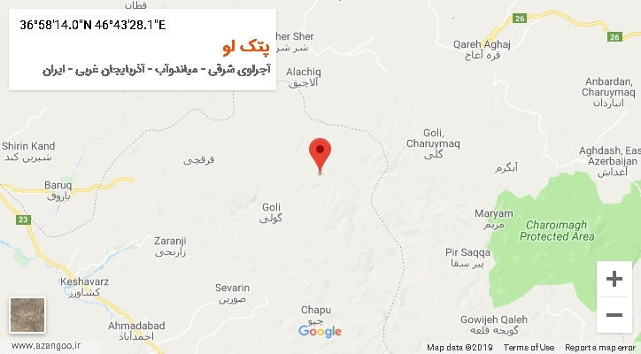 روستای پتک لو بر روی نقشه