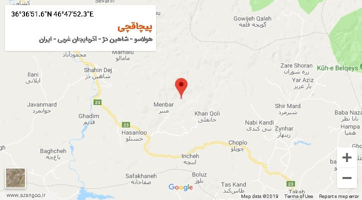 روستای پیچاقچی بر روی نقشه