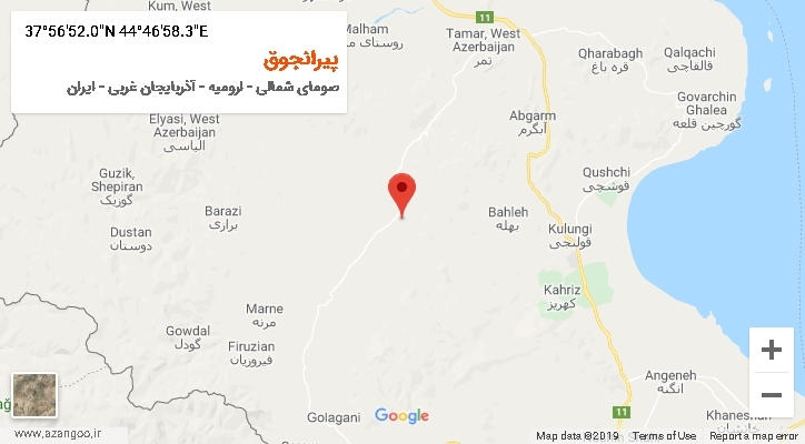 روستای پیرانجوق بر روی نقشه