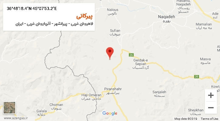 روستای پیرکانی بر روی نقشه