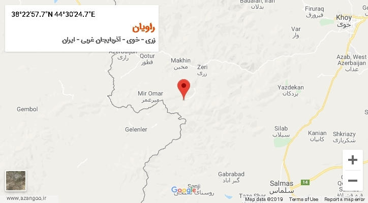 روستای راویان بر روی نقشه