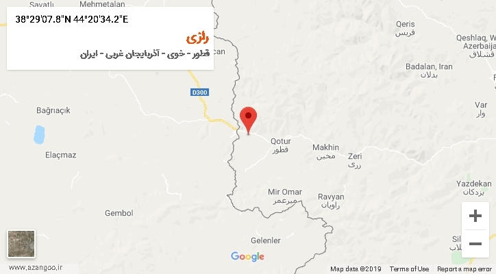 روستای رازی بر روی نقشه