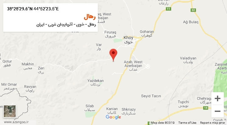 روستای رهال بر روی نقشه