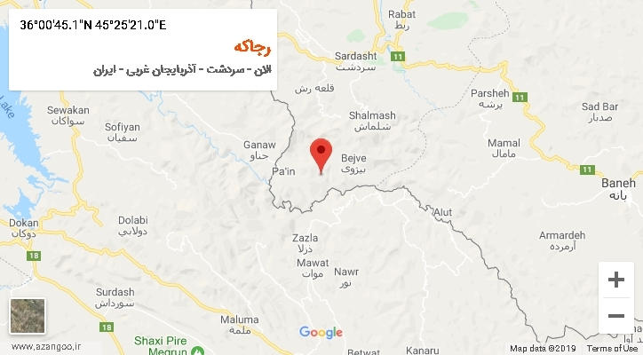 روستای رجاکه بر روی نقشه
