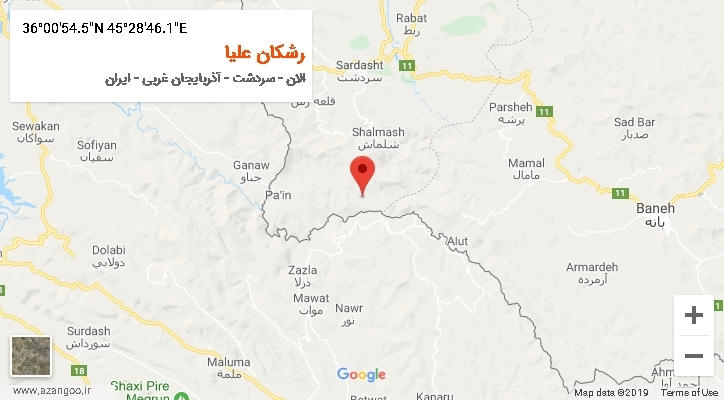 روستای رشکان علیا بر روی نقشه