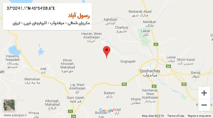 روستای رسول آباد بر روی نقشه