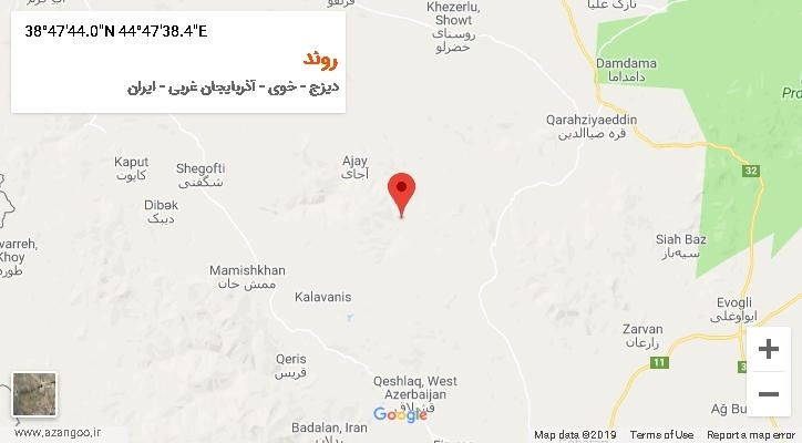 روستای روند بر روی نقشه