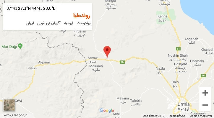 روستای روندعلیا بر روی نقشه