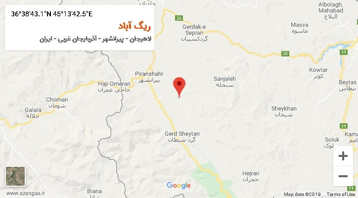 روستای ریگ آباد بر روی نقشه