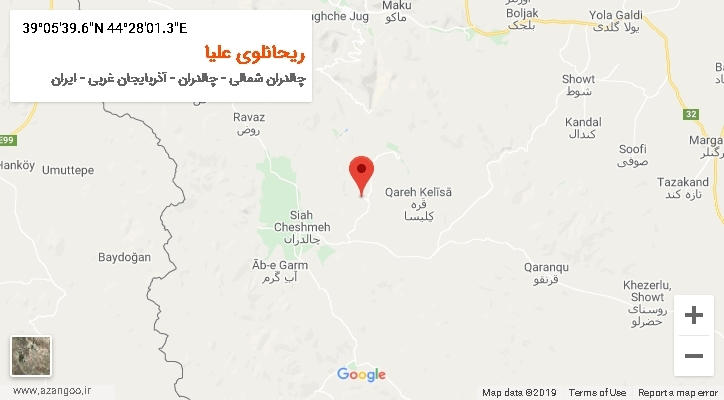روستای ریحانلوی علیا بر روی نقشه