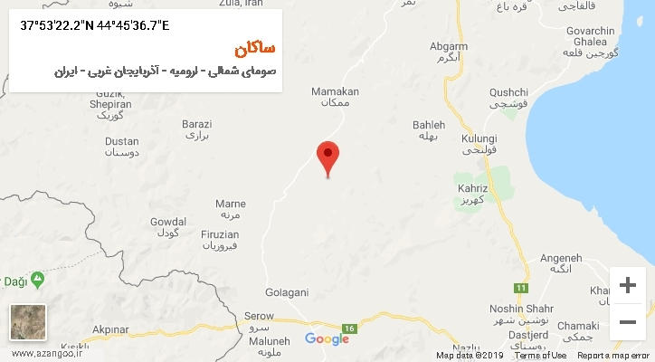 روستای ساکان بر روی نقشه