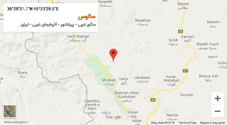 روستای سالوس بر روی نقشه