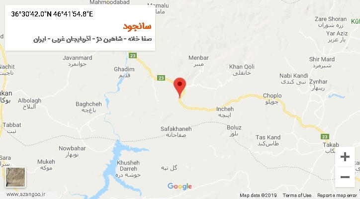روستای سانجود بر روی نقشه