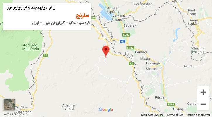 روستای سارنج بر روی نقشه