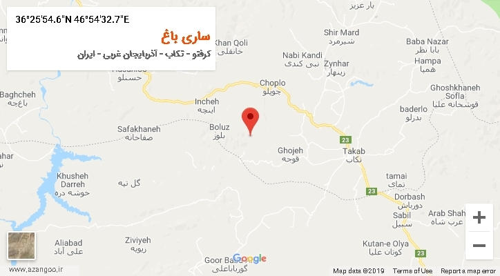روستای ساری باغ بر روی نقشه