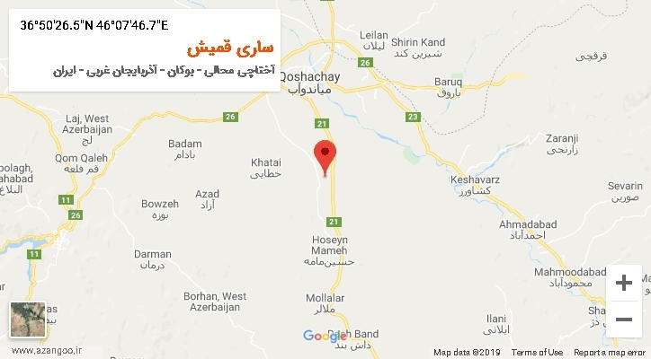 روستای ساری قمیش بر روی نقشه