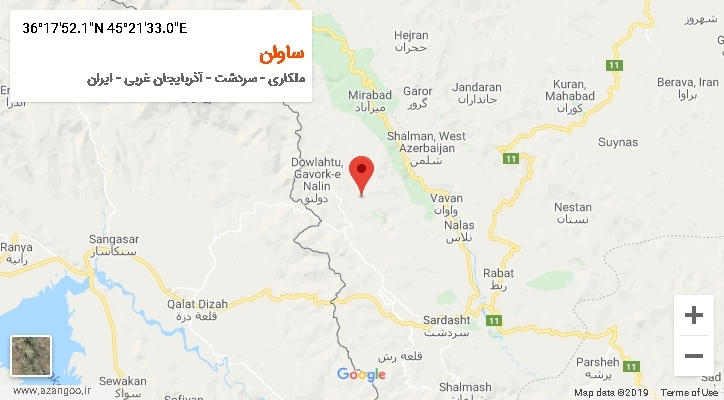 روستای ساوان بر روی نقشه