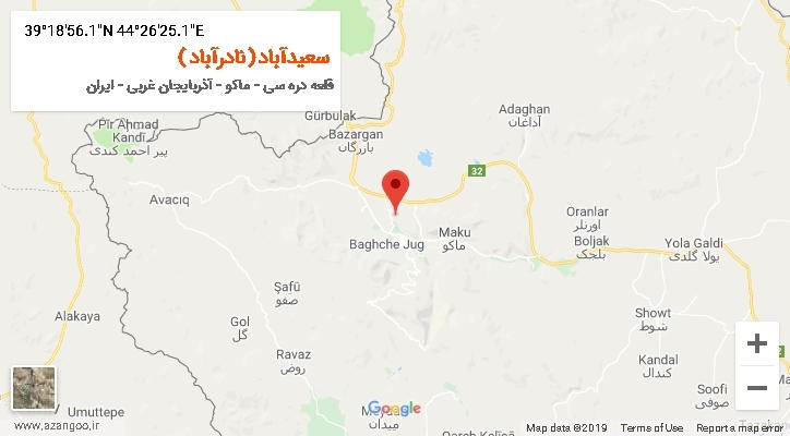روستای سعیدآباد(نادرآباد) بر روی نقشه
