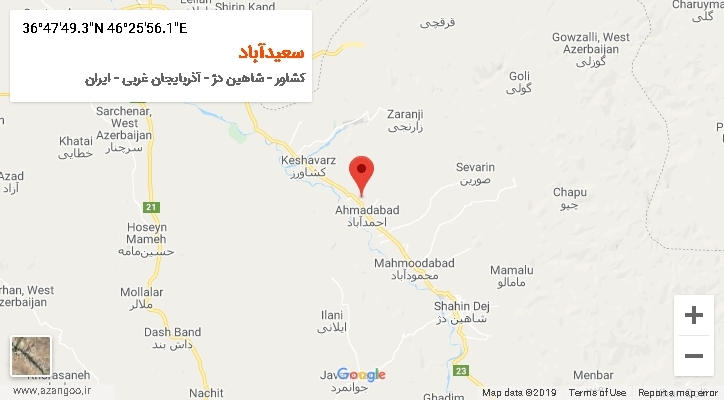 روستای سعیدآباد بر روی نقشه