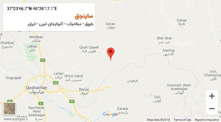 روستای ساینجق بر روی نقشه
