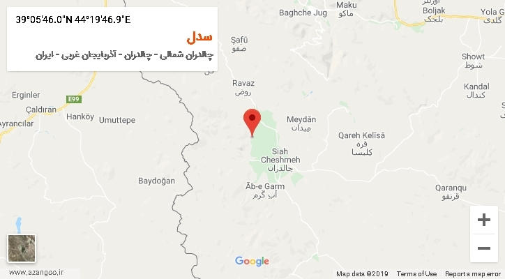 روستای سدل بر روی نقشه