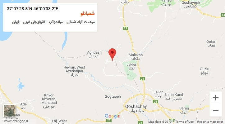 روستای شعبانلو بر روی نقشه