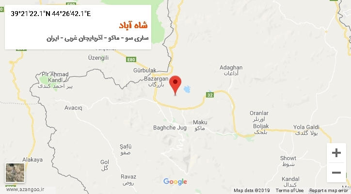 روستای شاه آباد بر روی نقشه