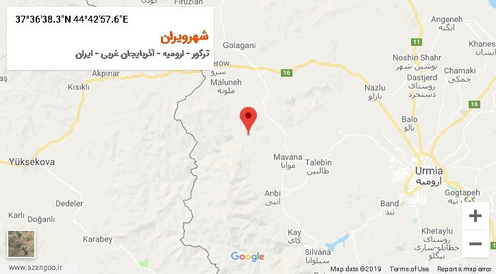 روستای شهرویران بر روی نقشه