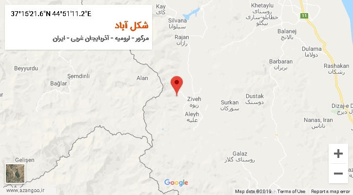 روستای شکل آباد بر روی نقشه