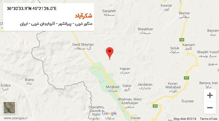 روستای شکرآباد بر روی نقشه