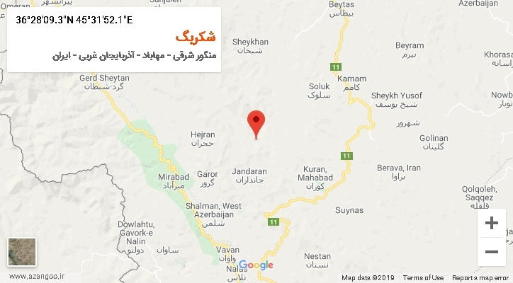 روستای شکربگ بر روی نقشه