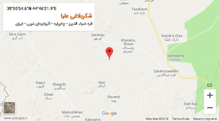 روستای شکربلاغی علیا بر روی نقشه