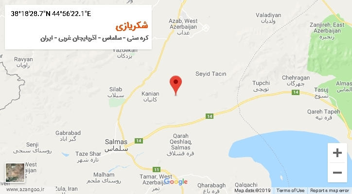 روستای شکریازی بر روی نقشه