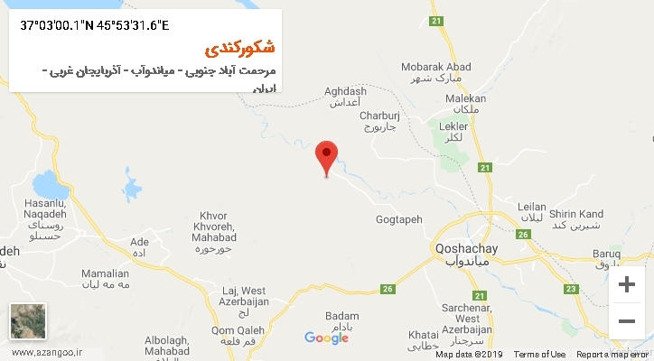 روستای شکورکندی بر روی نقشه