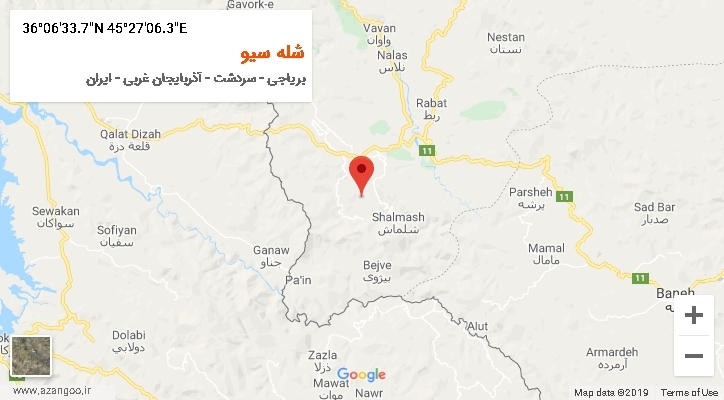 روستای شله سیو بر روی نقشه