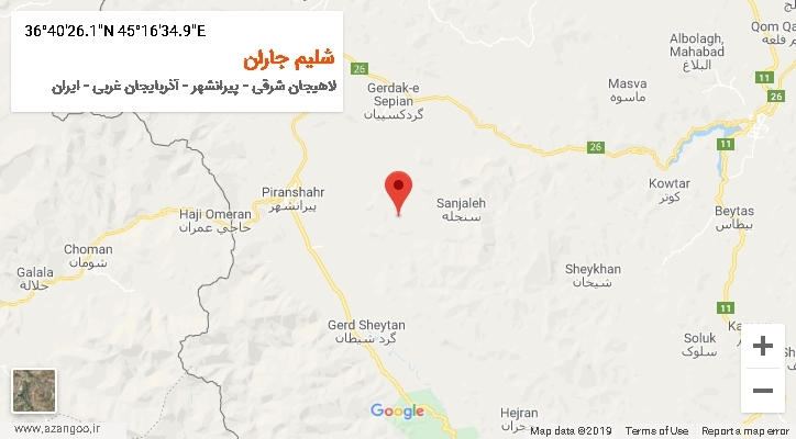 روستای شلیم جاران بر روی نقشه